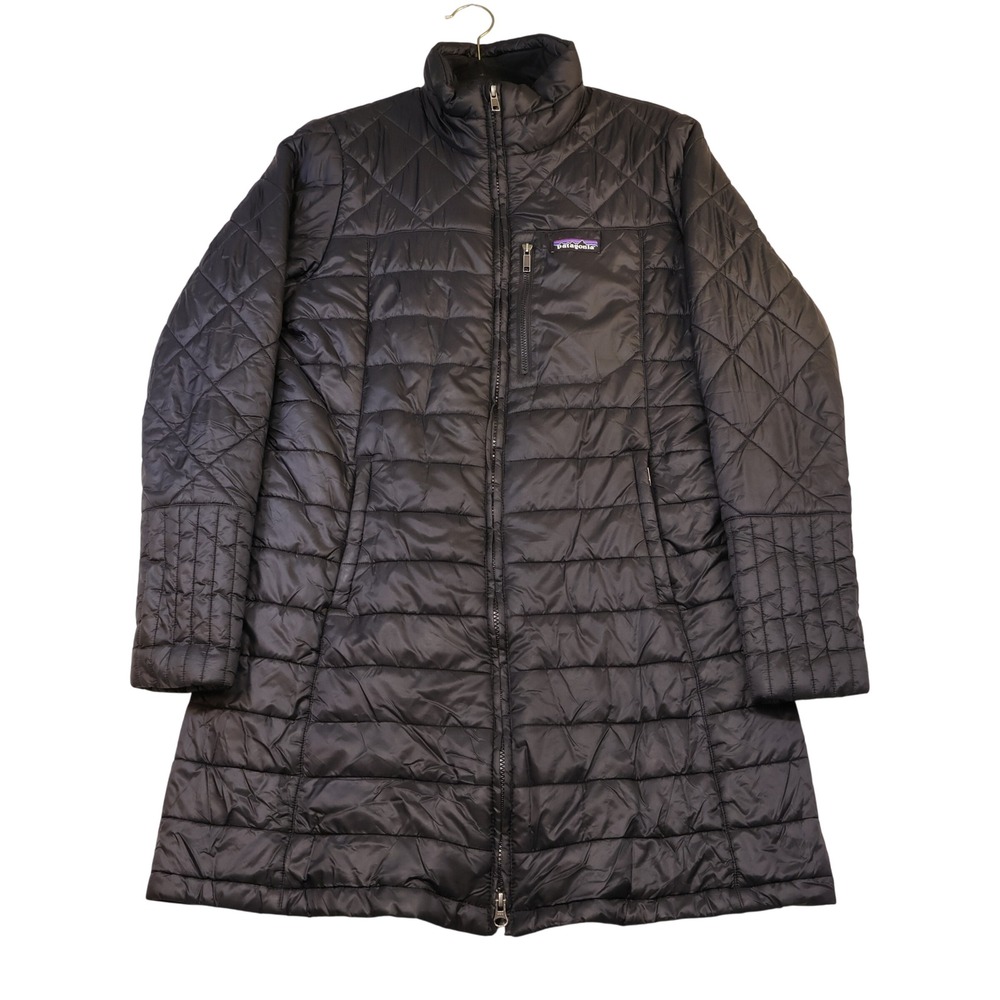 Patagonia Women M Nano Puff Parka Black Insulated Quilted Long Coat 27695